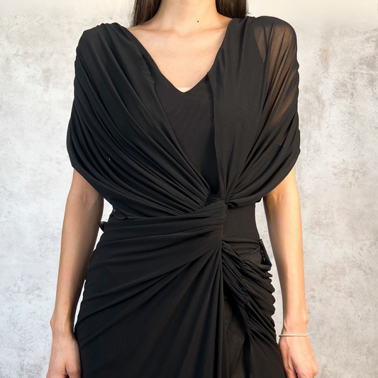 Vestido largo de mesh negro