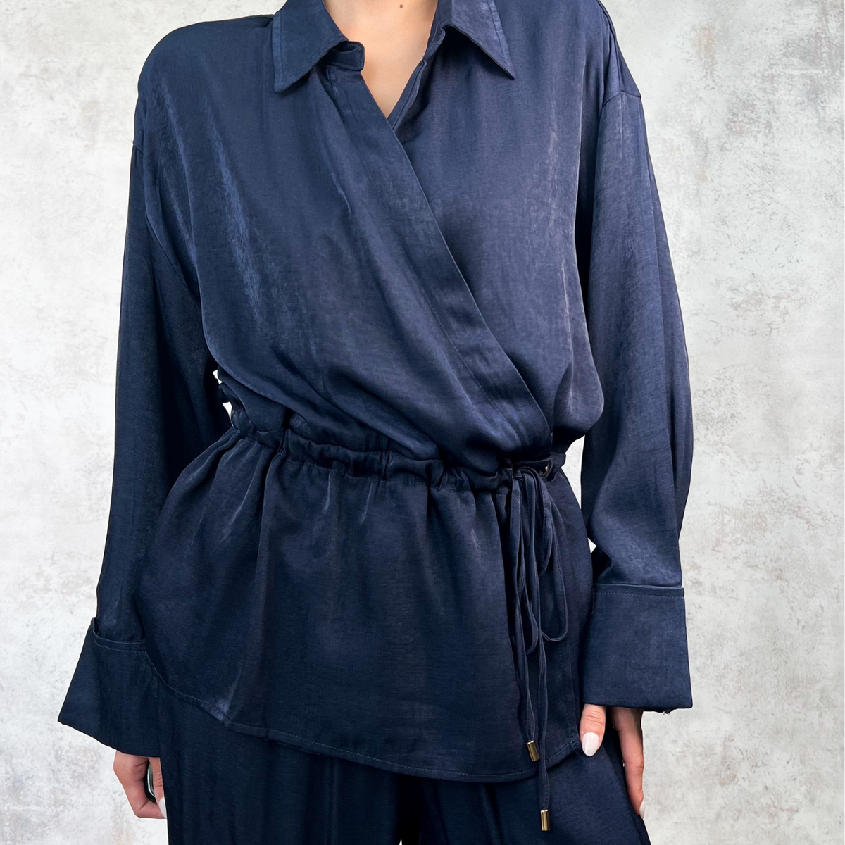 Conjunto azul tela satinada