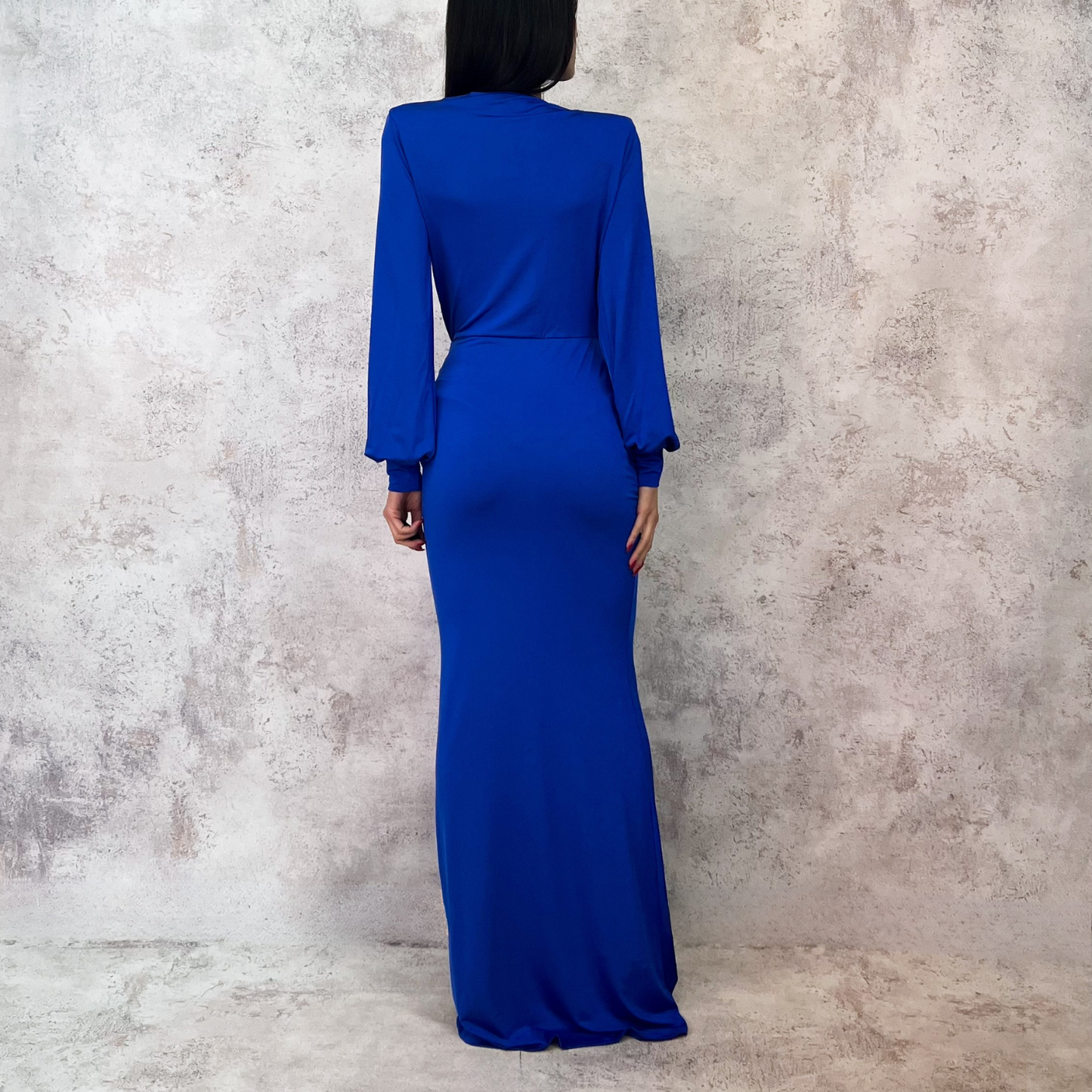 Vestido largo de licra azul rey