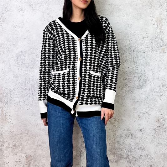 Cárdigan abierto pata de gallo