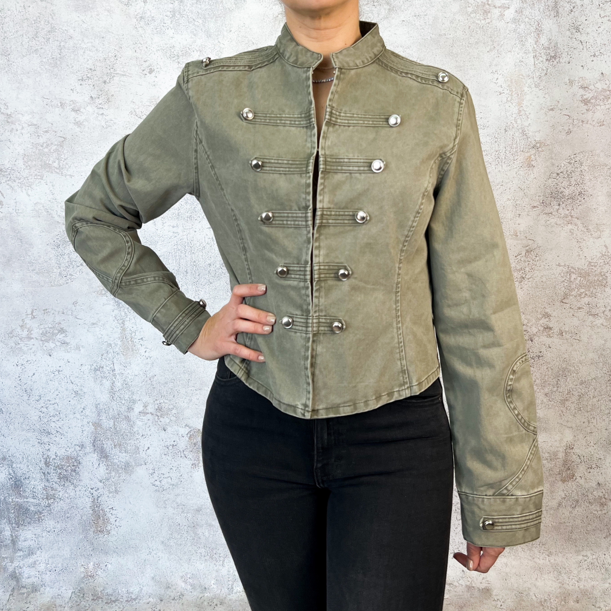 Chamarra napoleon verde militar