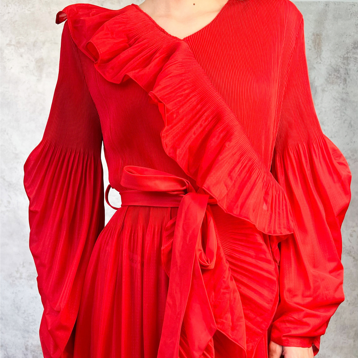 Vestido midi asimetrico rojo