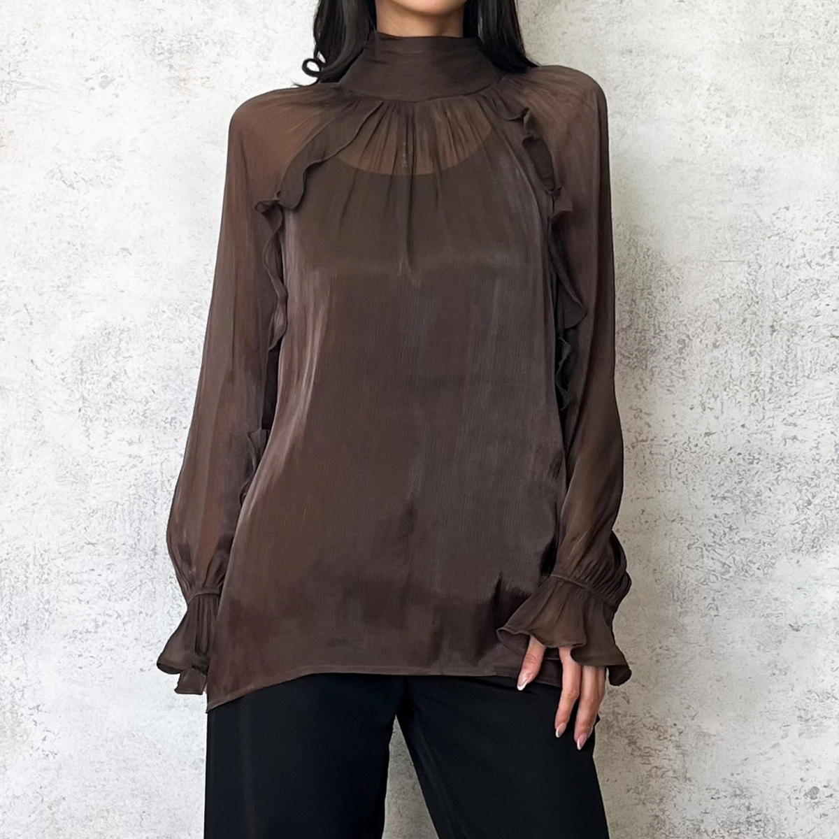 Blusa de organza cafe