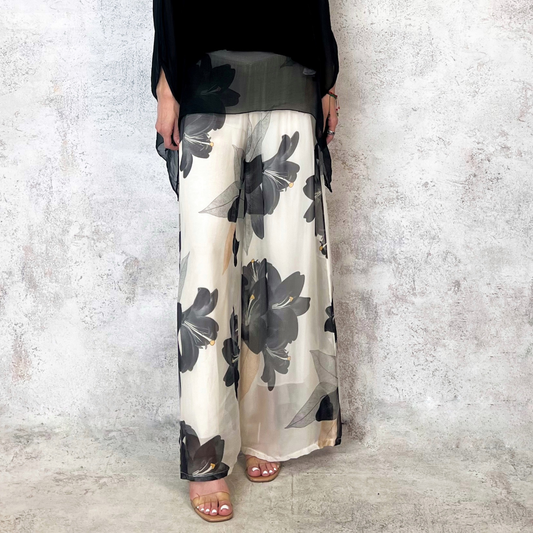 Pantalon beige con estampado