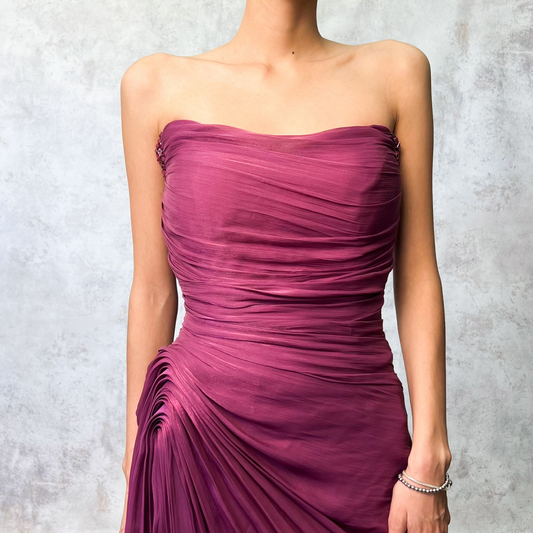 Vestido largo bugambilia drapeado