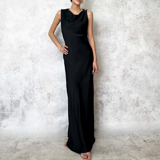 Vestido largo lencero negro