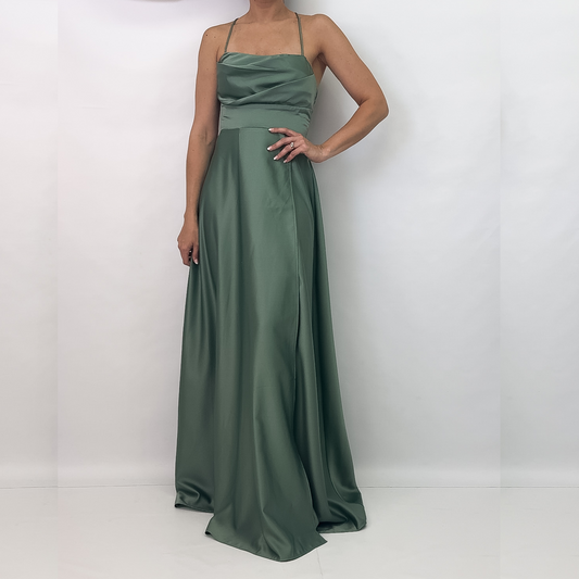 VESTIDO LARGO VERDE OLIVO
