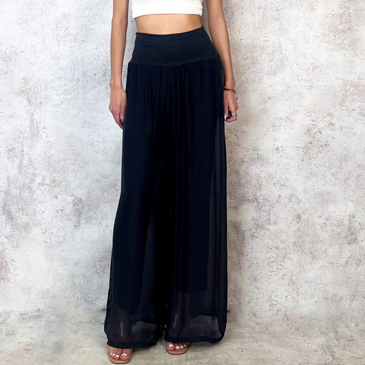 Pantalon azul marino seda italiana