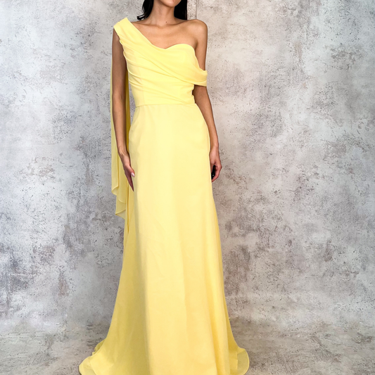 Vestido largo de gasa amarillo