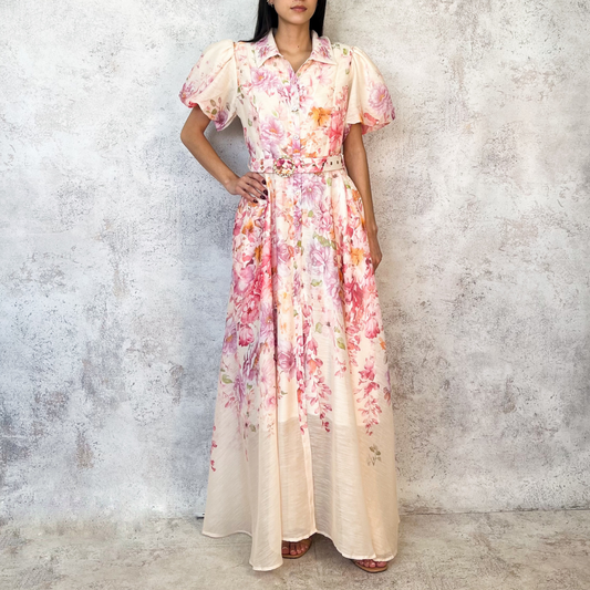 Vestido midi floreado organza