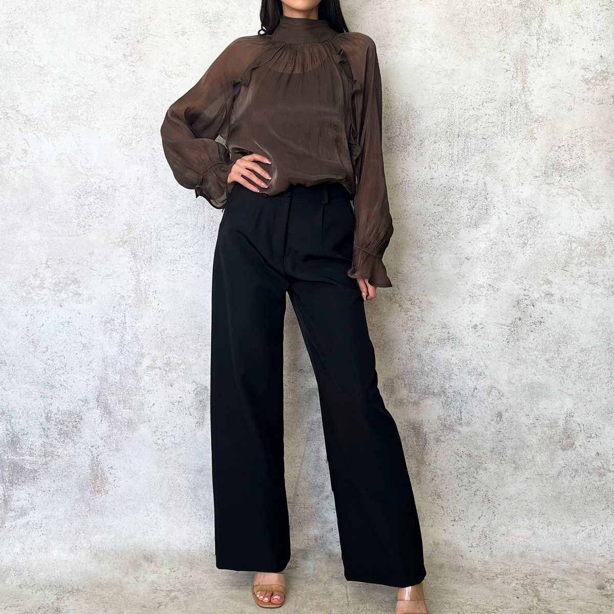 Blusa de organza cafe