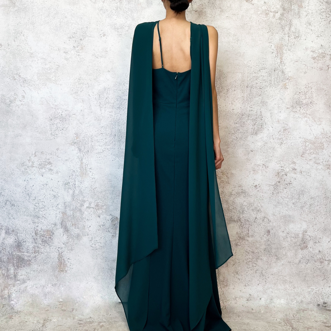 Vestido largo halter color teal