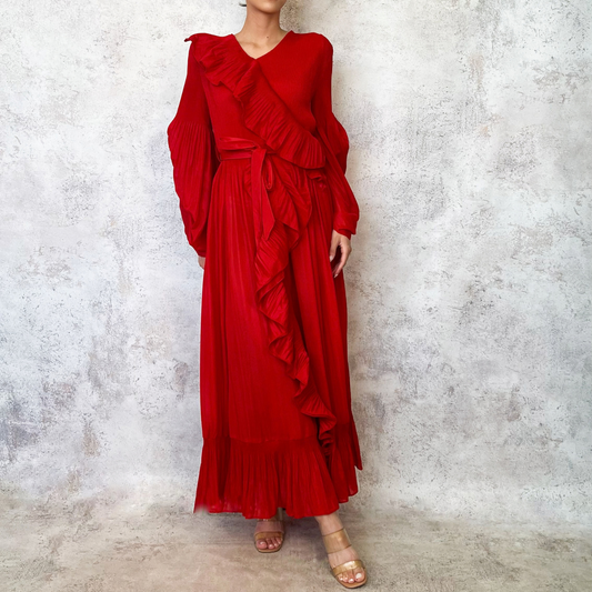Vestido midi asimetrico rojo