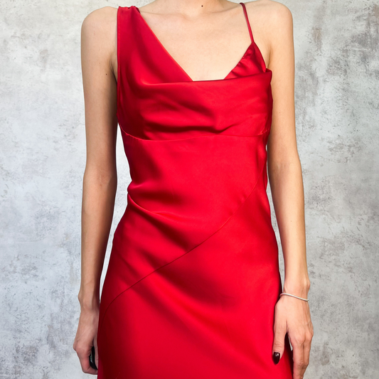 Vestido midi lencero rojo