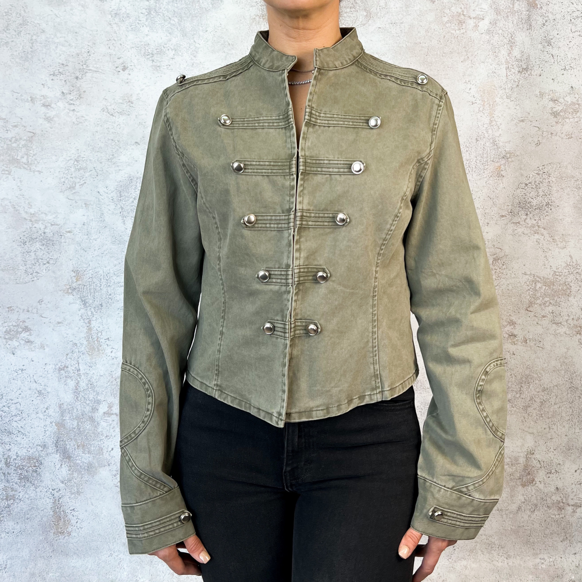 Chamarra napoleon verde militar