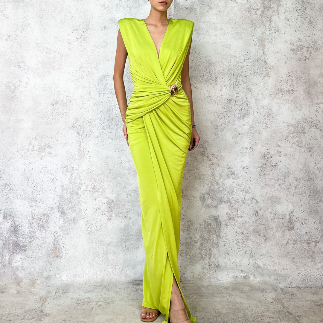 Vestido largo verde kiwi