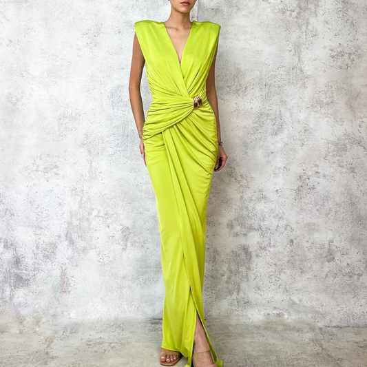 Vestido largo verde kiwi