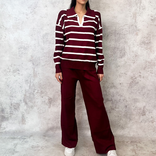 Set de punto vino rayado