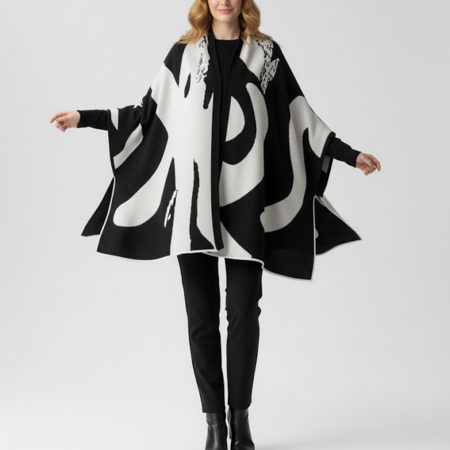 Capa estampada blanco y negro.