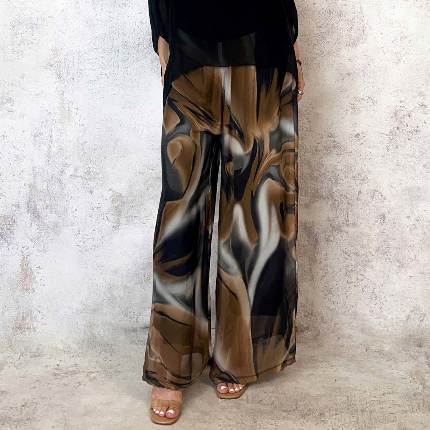 Pantalón de seda italiana estampado negro