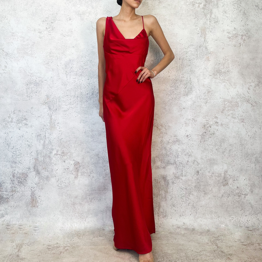 Vestido midi lencero rojo