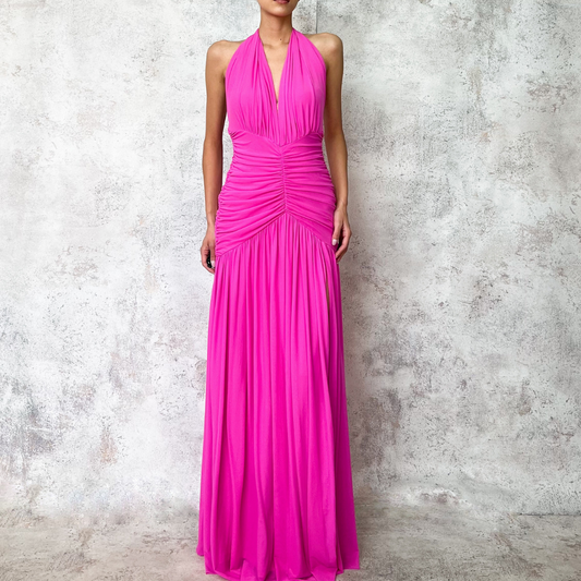 Vestido largo rosa fuschia
