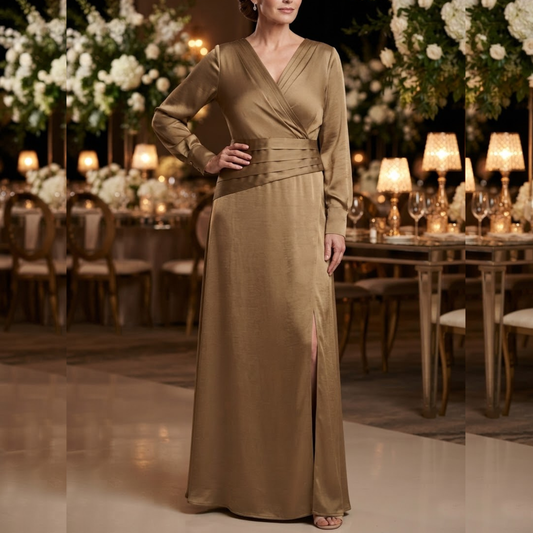 Maxi vestido satinado gold