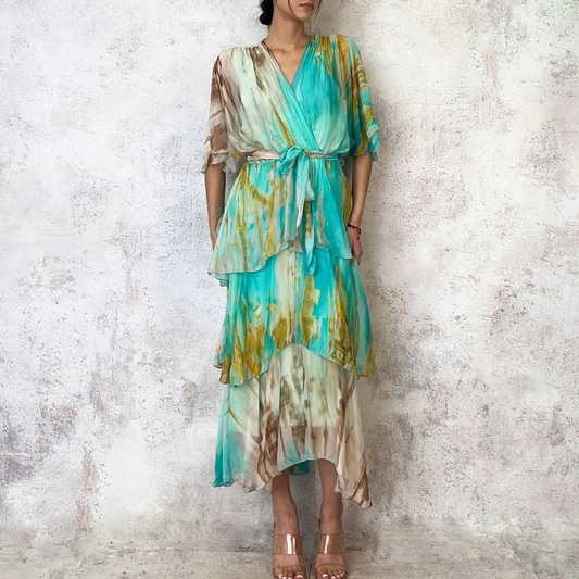 Vestido tie dye seda italiana