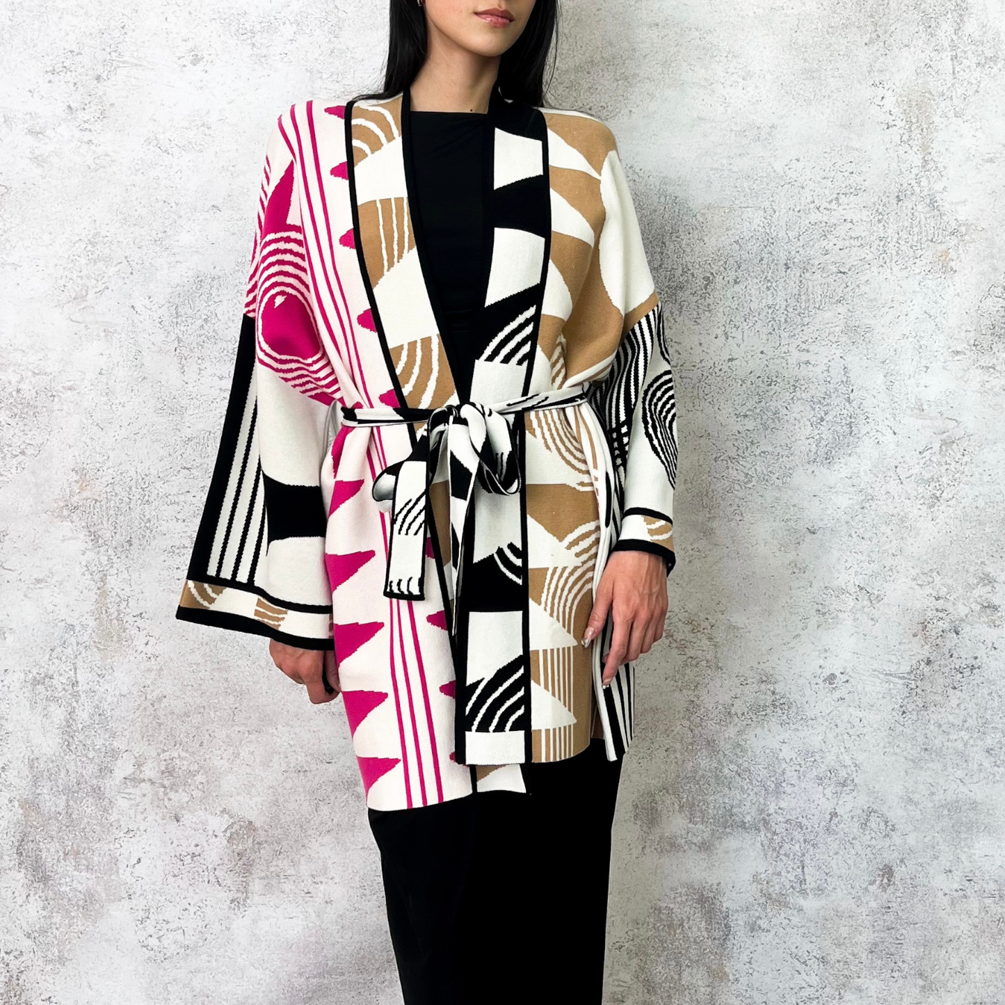 Kimono geométrico fuschia