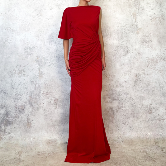 Vestido largo rojo en tela de licra