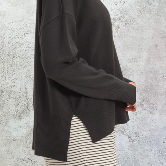 Suéter color negro cuello redondo