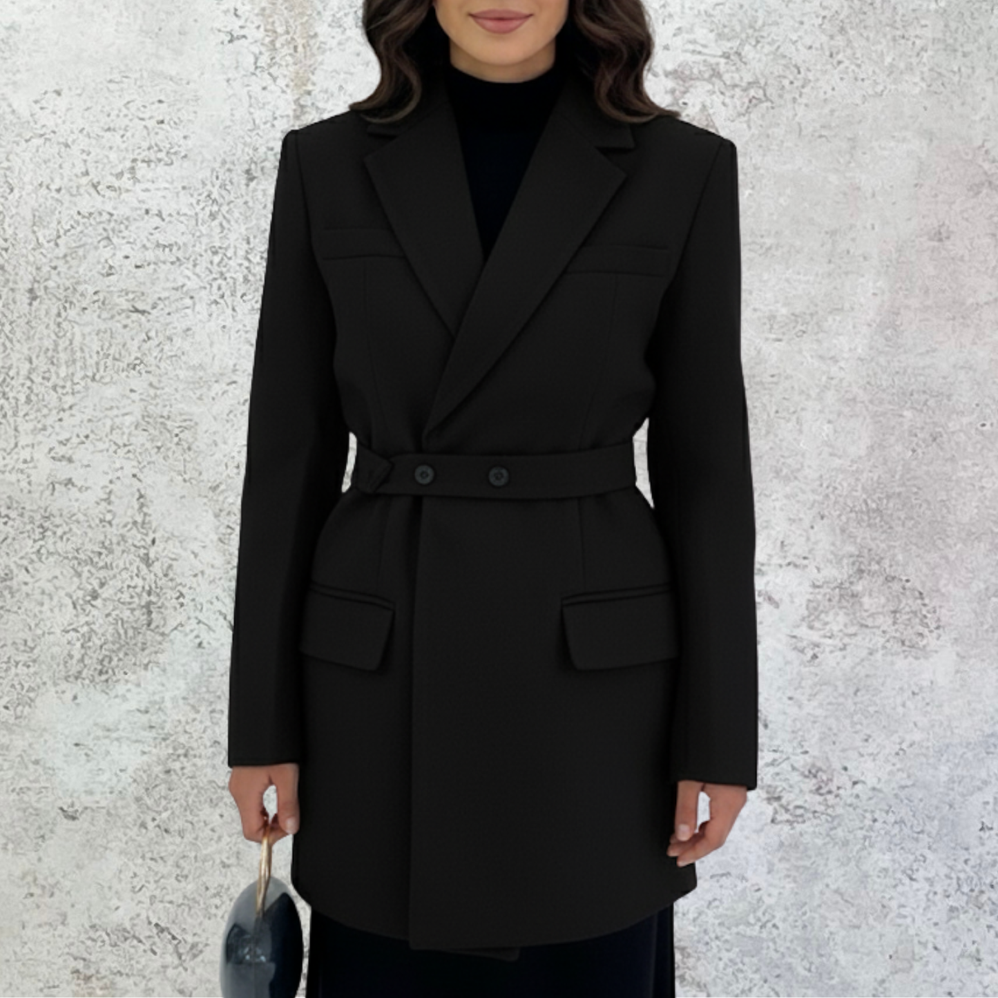 Abrigo de lana en color negro