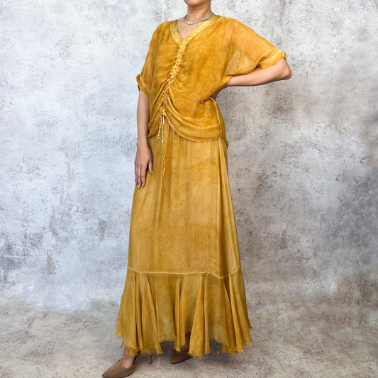 Set falda y blusa amarillo mostaza