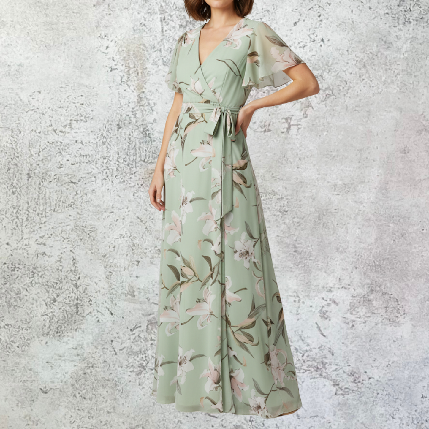 Maxivestido verde floreado