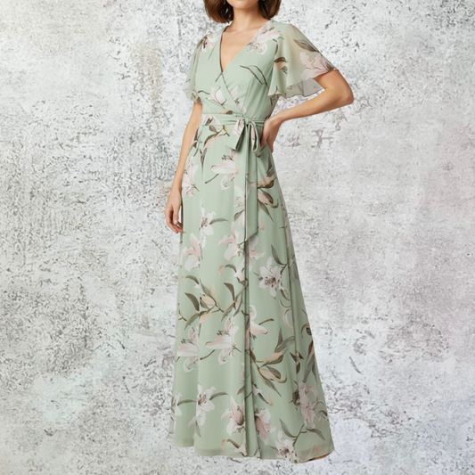 Maxivestido verde floreado