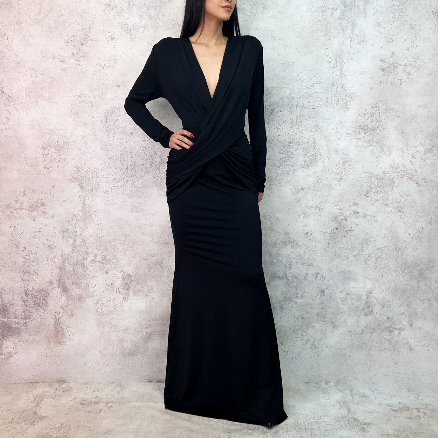 Vestido largo negro de licra