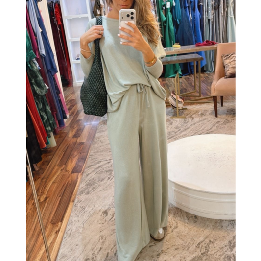 Set de algodón cárdigan menta