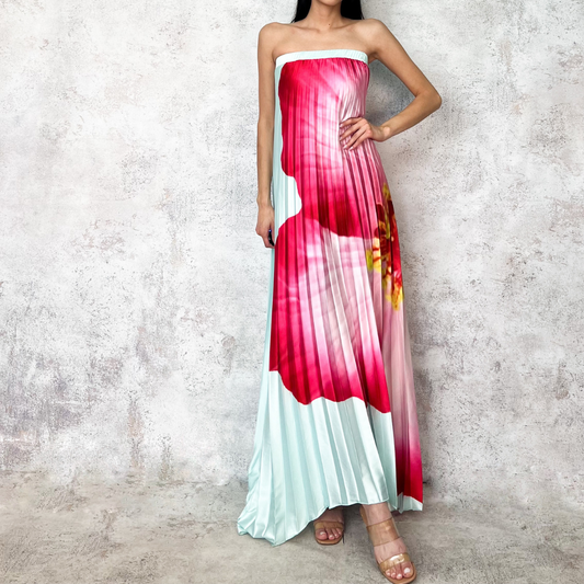 Vestido largo strapless