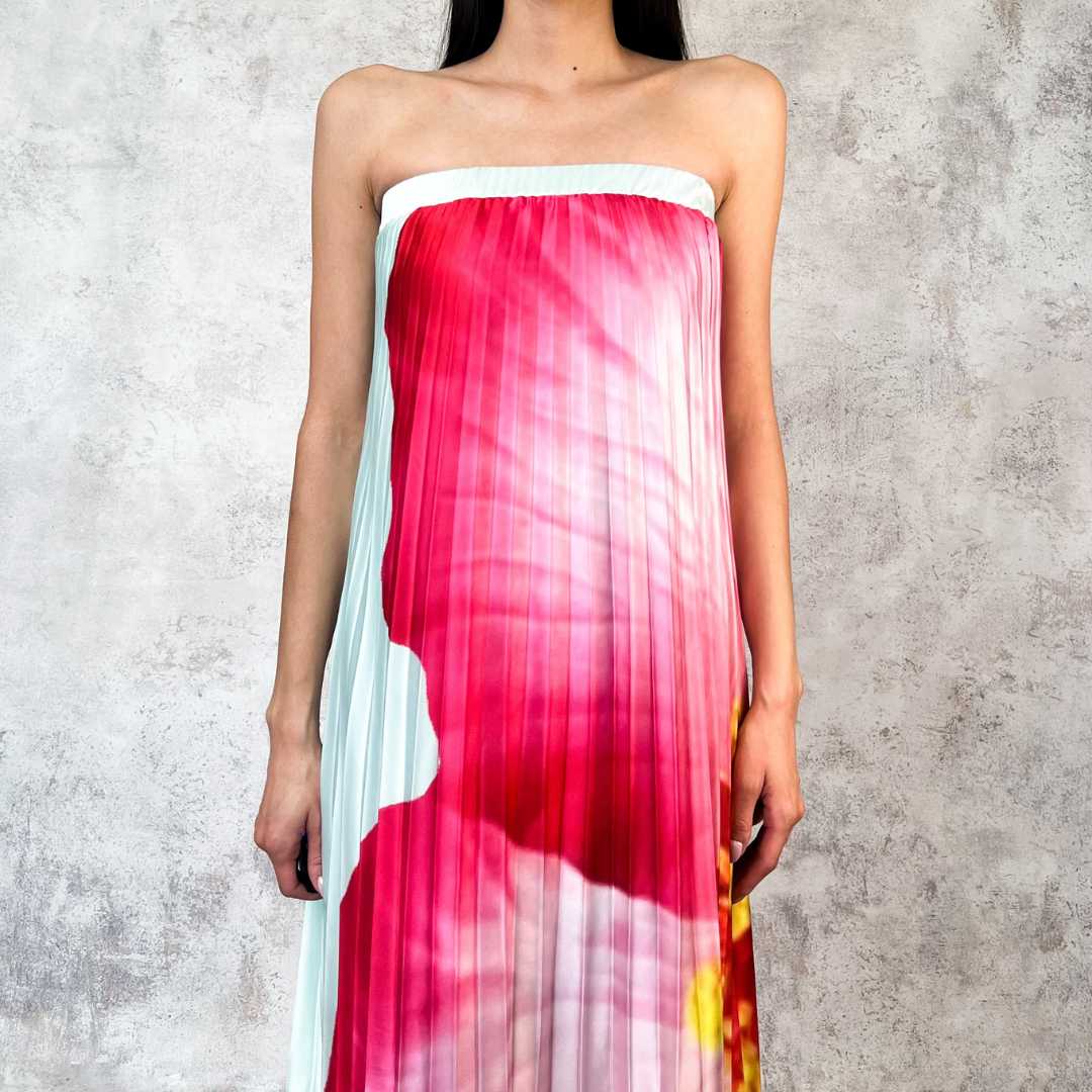 Vestido largo strapless