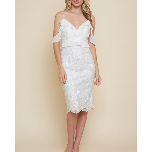 VESTIDO MIDI ENCAJE BLANCO