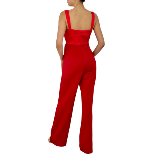 JUMPSUIT DRAPEADO ROJO CON TIRANTE