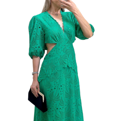 VESTIDO MIDI CUT OUT VERDE