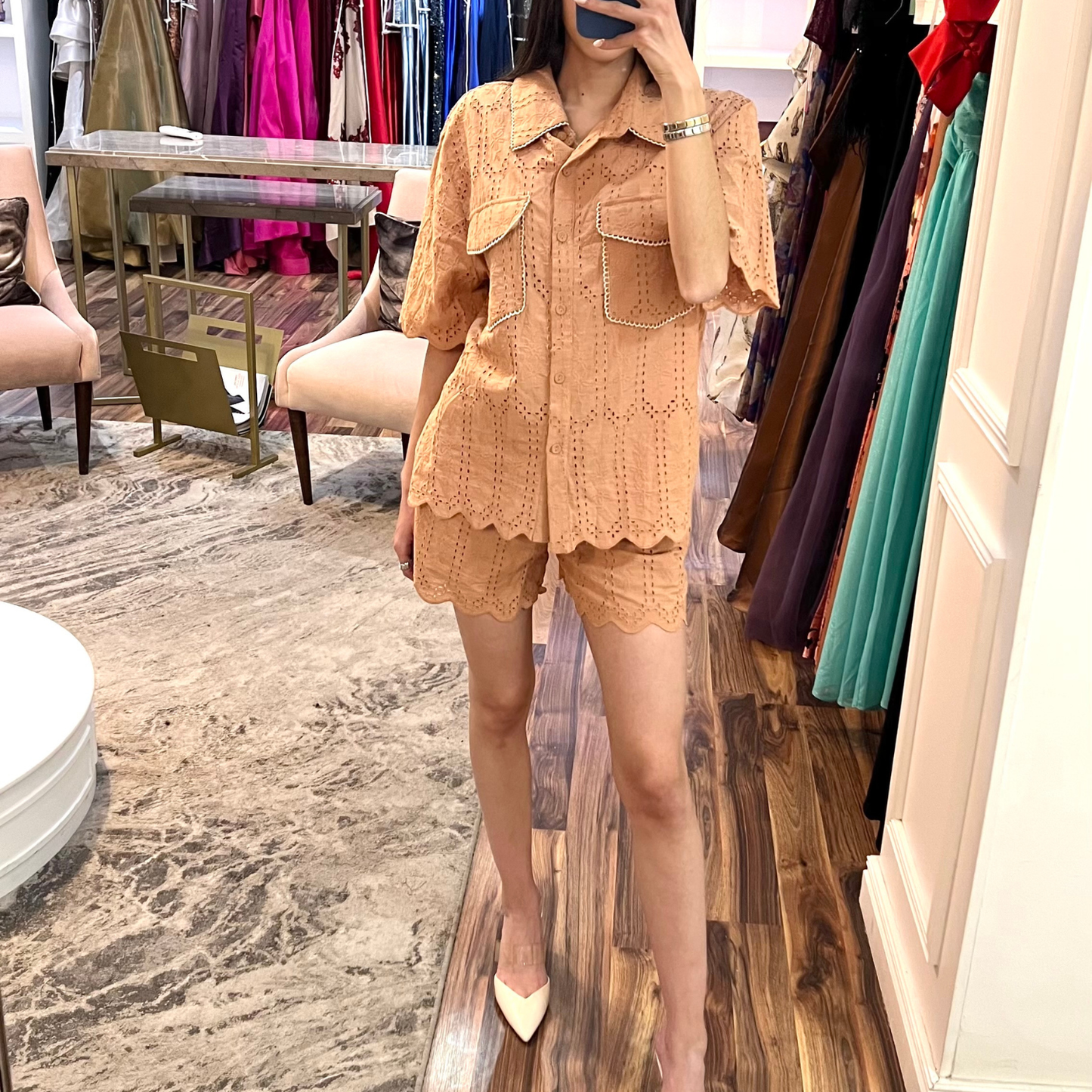 Set craquelado camel.