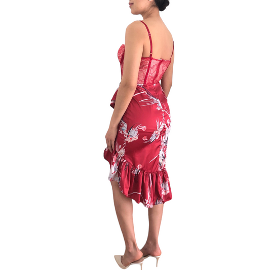 VESTIDO TIRANTES FLORES ROJO