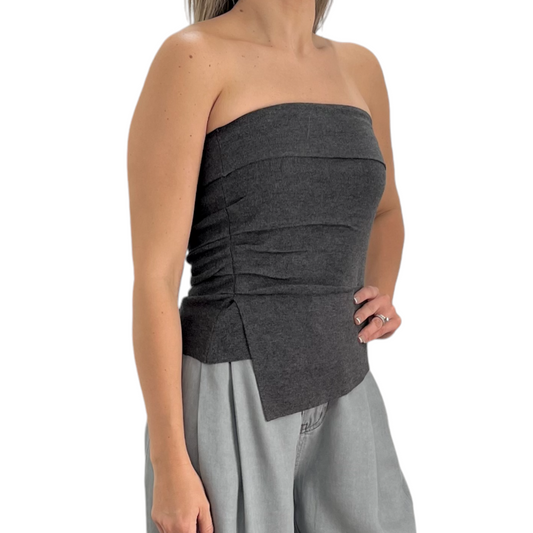 BLUSA STRAPLESS GRIS