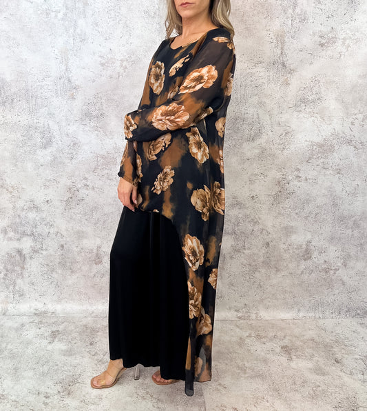 Blusa seda negra.