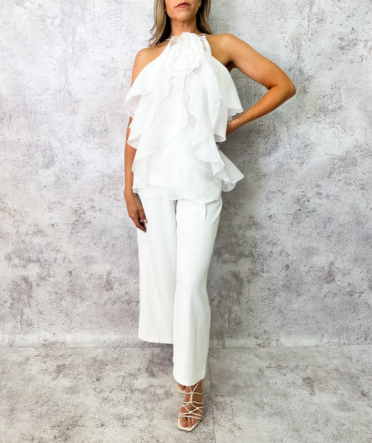 Blusa de organza olanes blanca.