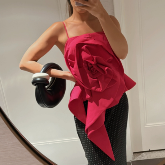 BLUSA ROSA FUSCHIA CON FLOR