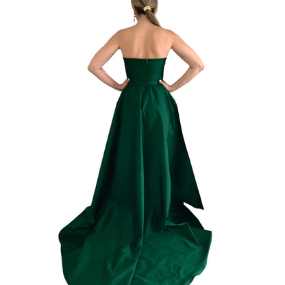 VESTIDO LARGO STRAPLESS VERDE