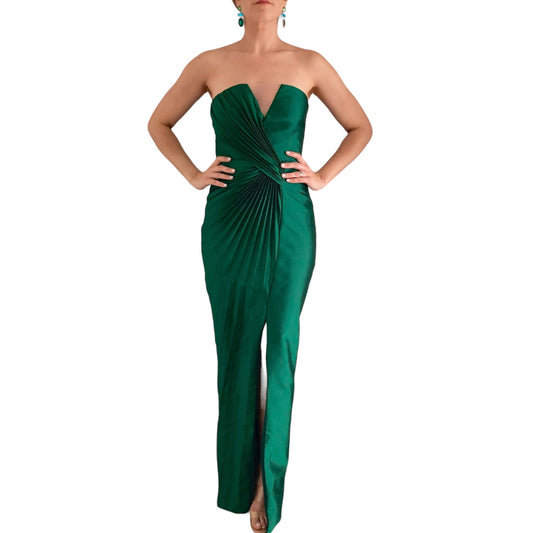 VESTIDO LARGO STRAPLESS VERDE